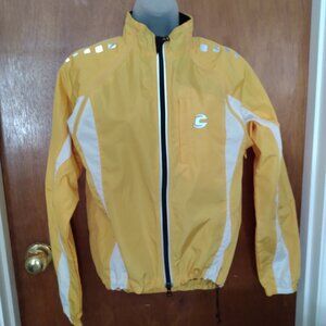 Cycling Windbreaker Jacket Cannondale Yellow Full Zip Adj Size Small ~ Unisex